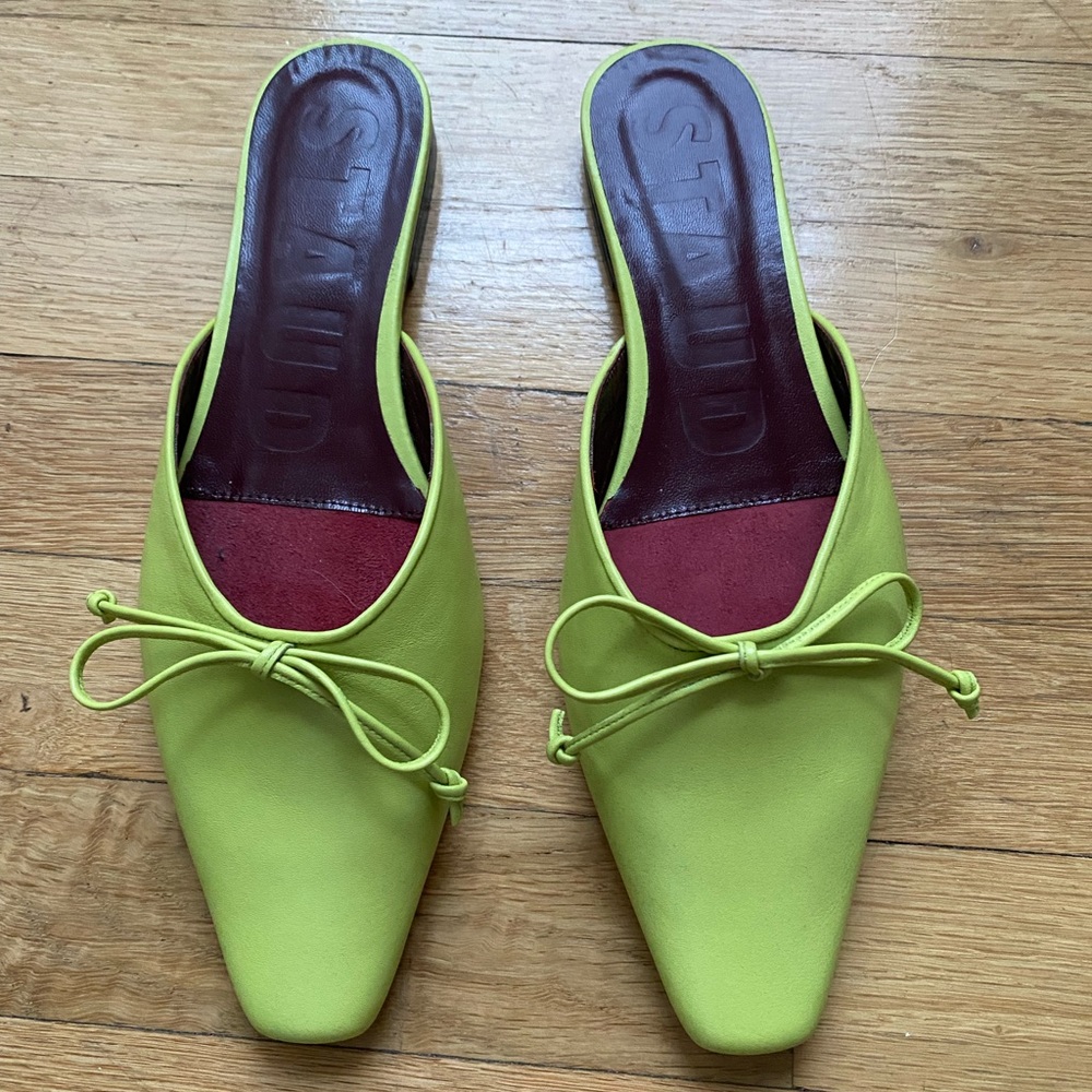 STAUD Gina lime green Mules